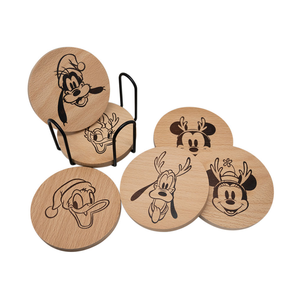 SET 6 POSAVASOS MADERA NAVIDAD DISNEY CLASSIC2