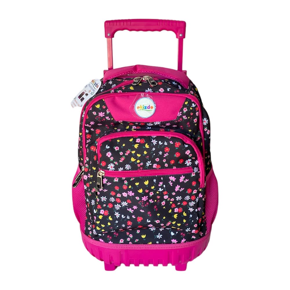 MOCHILA ESCOLAR FLORES EKIZDE REFORZADA: PACK 3 PIEZAS CON LONCHERA Y ESTUCHE2