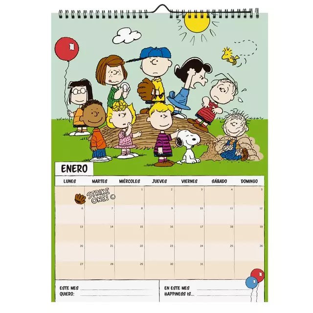 Calendario Da Tavolo Snoopy 2025 - 12 Mesi, 18x20 Cm, Base In Cartone, Illustrazioni Peanuts, Edizione Multilingue