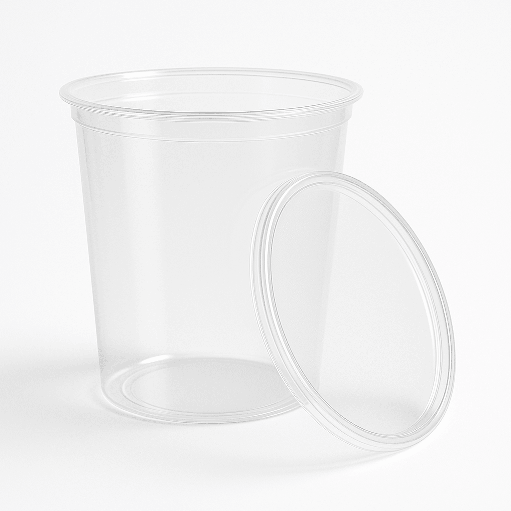 POTE  1000  CC      TRANSPARENTE    REDONDO      CON TAPA(Paquete x50)2