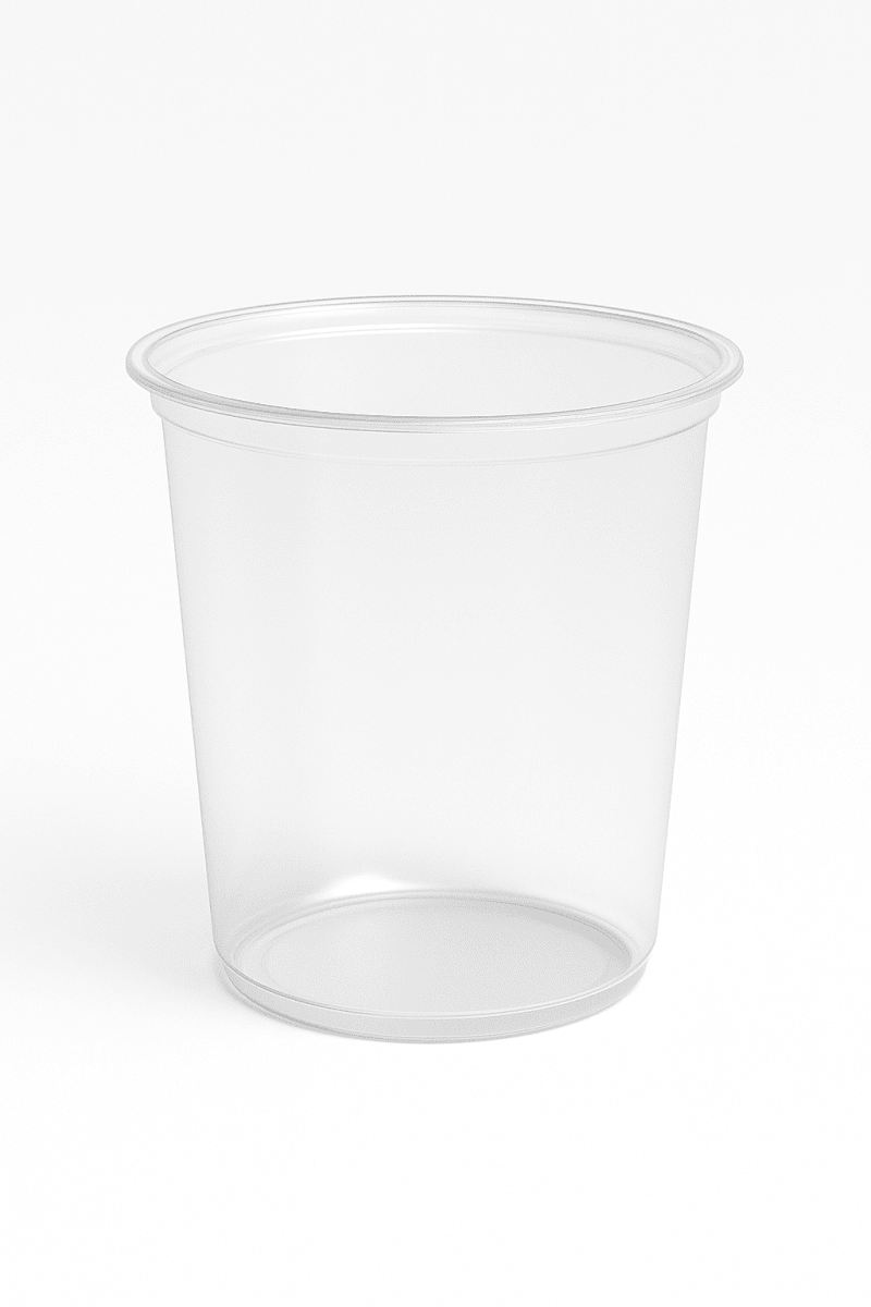 POTE  1000  CC      TRANSPARENTE    REDONDO      CON TAPA(Paquete x50)1