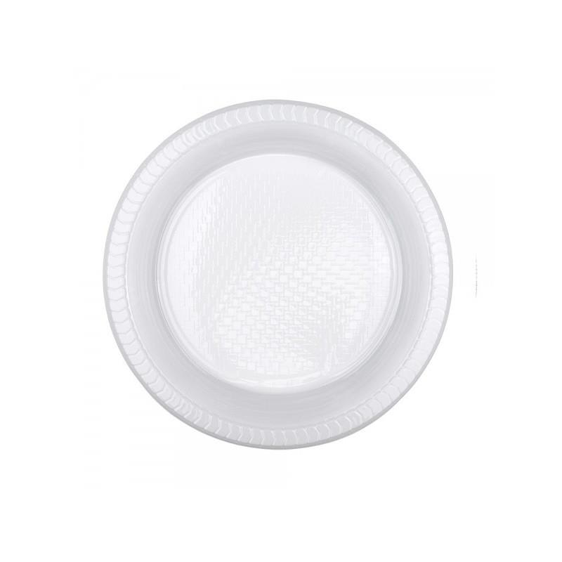 PLATO BLANCO 22 CMS PLASTICO (Paquete x 50)1