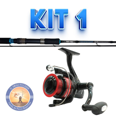 KIT 1 CAÑA BADFISH SHORE CAST 2.10MT + CARRETE BLACK BERRY 20001