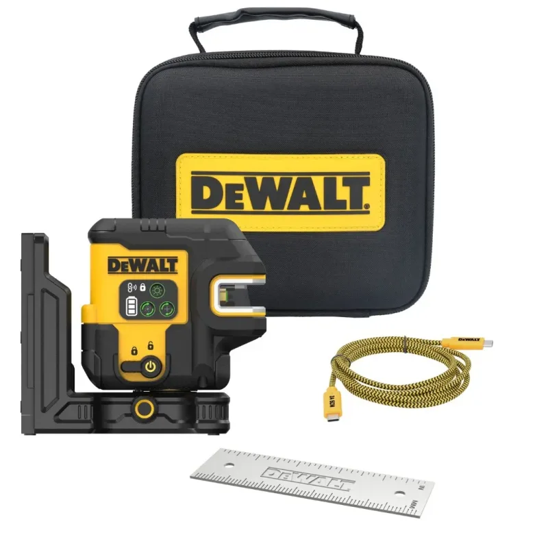 Nivel Láser Verde Autonivelante Línea Cruzada + 2 Puntos USB-C DEWALT DCLE14221GB1