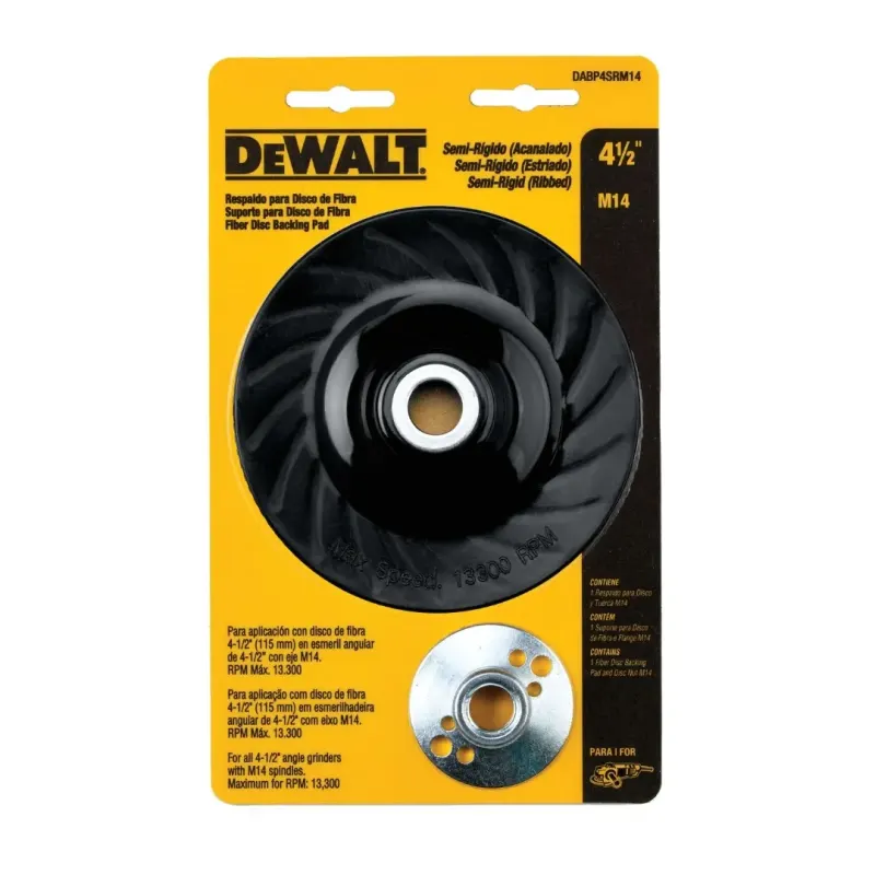 Soporte Semirígido Estriado para Disco de Lijado 115mm Rosca M14 DEWALT DABP4SRM141
