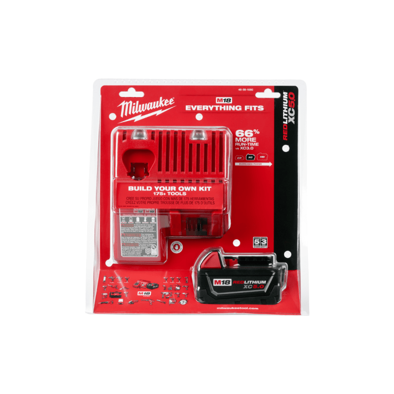 Kit Cargador M12/M18 + Batería M18 REDLITHIUM XC5.0 MILWAUKEE 48-59-18501