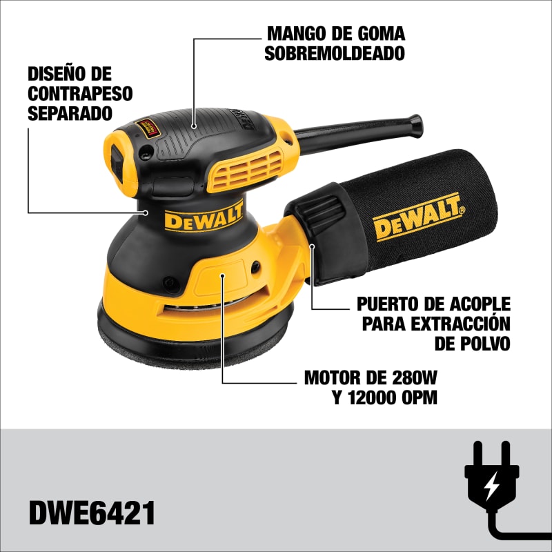 Lijadora Profesional Roto Orbital 280w Eléctrico 220v DEWALT DWE64213