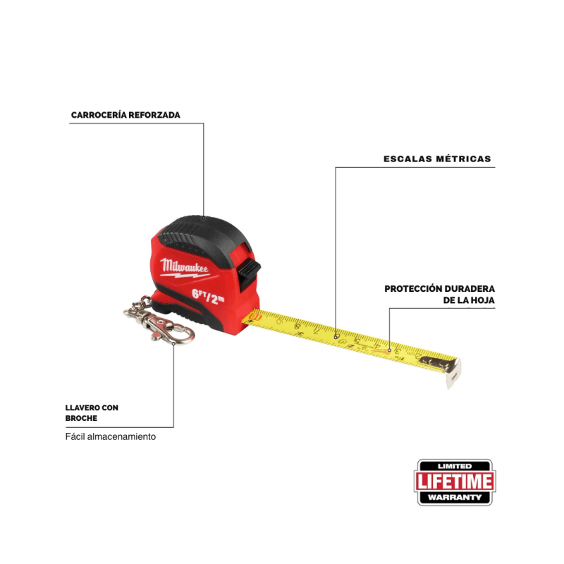 Huincha de Medir 2m/6 Pies Milwaukee 48-22-17062
