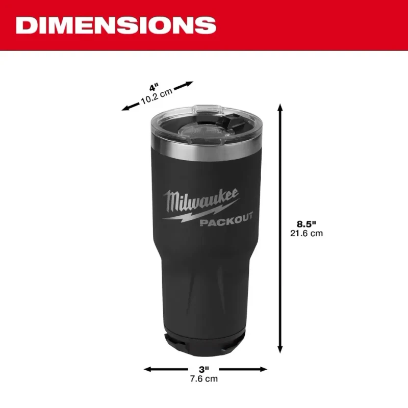 Vaso Térmico PACKOUT 30 oz Negro MILWAUKEE 48-22-8393B2