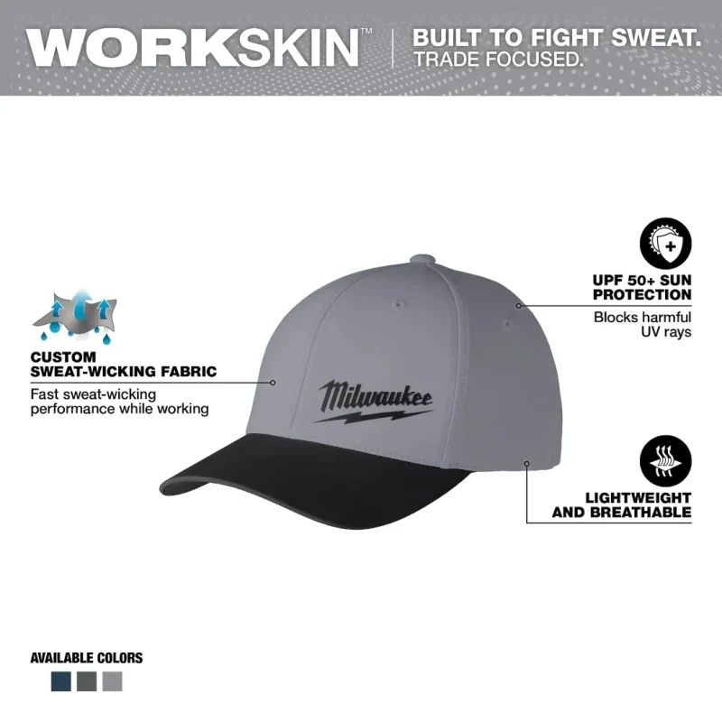 Gorra Ajustada WORKSKIN Gris Oscuro S/M MILWAUKEE 507DG-SM2