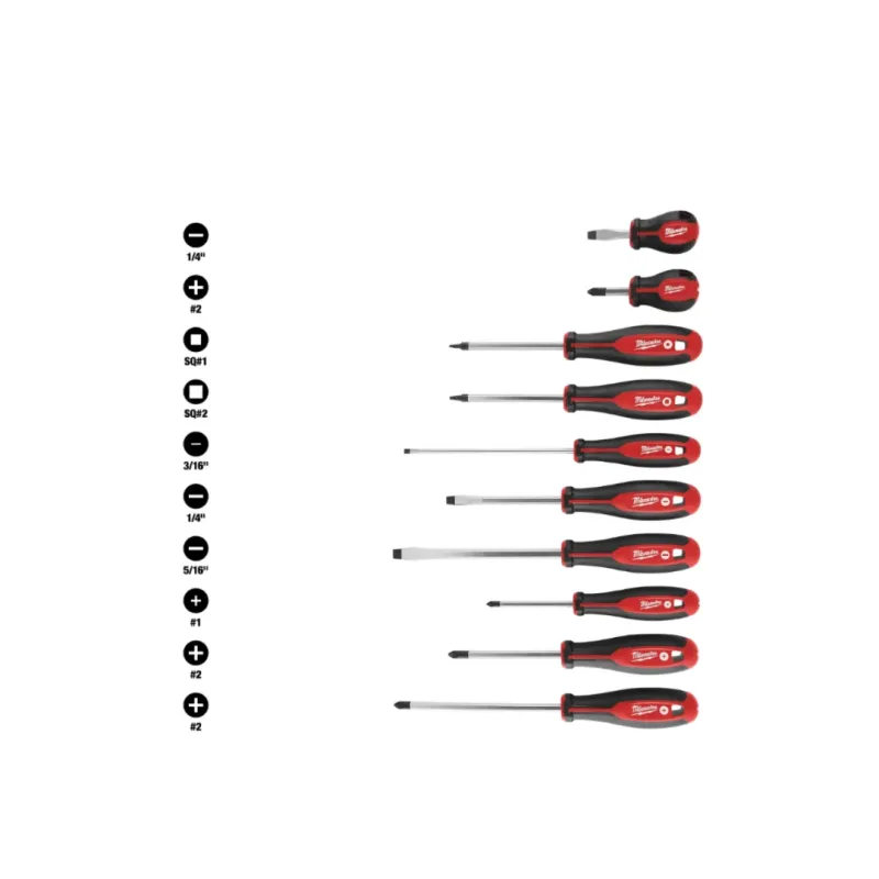 Set de 10 Desarmadores PH/Plana MILWAUKEE 48-22-27102