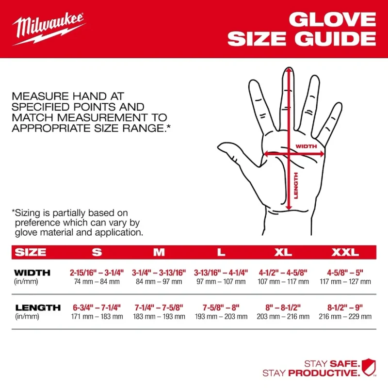 Guantes de Trabajo Livianos Puño Flexible Talla M MILWAUKEE 48-73-85112