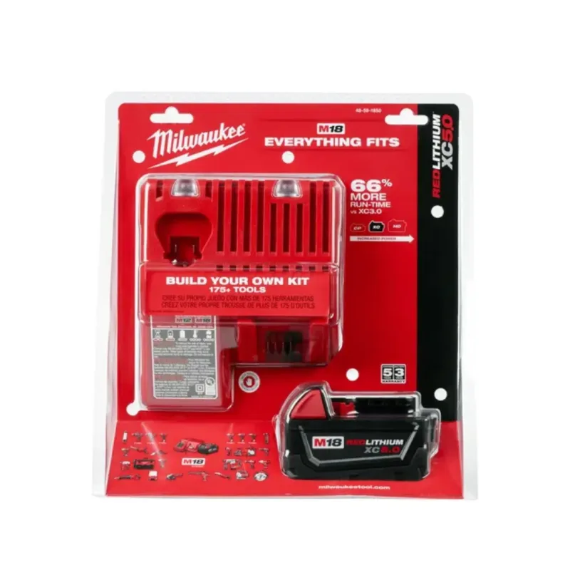 Kit Cargador M12-M18 Y Batería 5.0 Ah 18V MILWAUKEE 48-59502