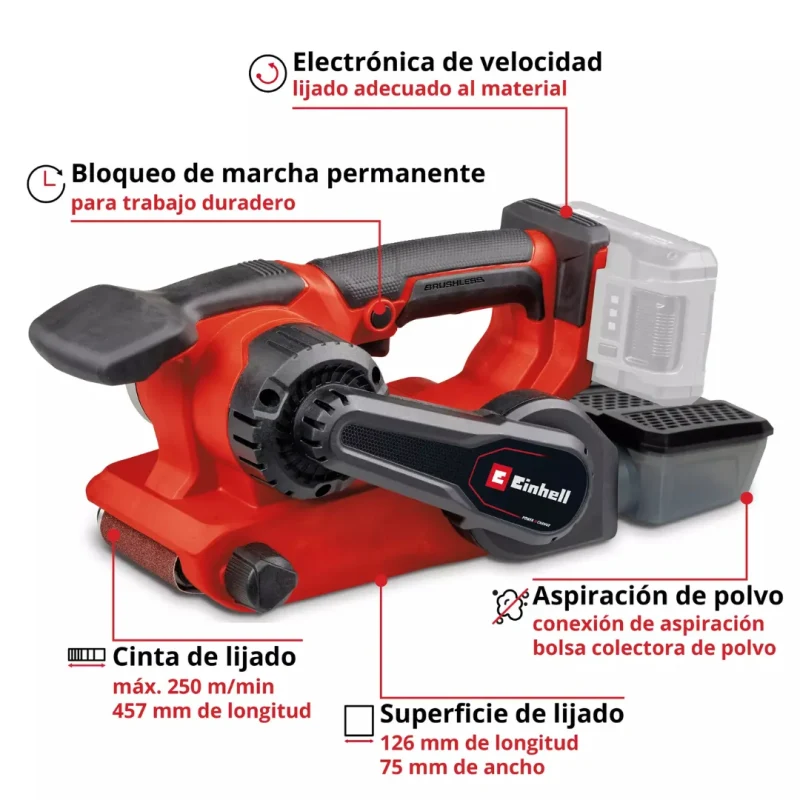 Lijadora De Banda Inalámbrica 18v EINHELL Tp-bs 18/457 Li BL-SOLO2