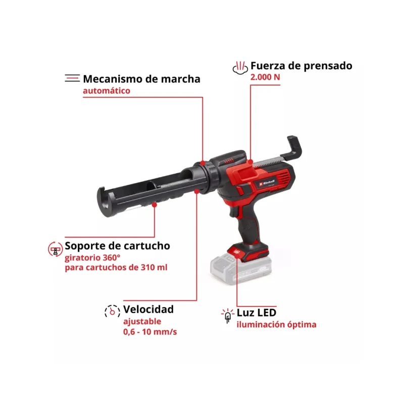 Pistola Calafateadora Inalámbrica 18v EINHELL Te-sg 18/10 LI-SOLO2