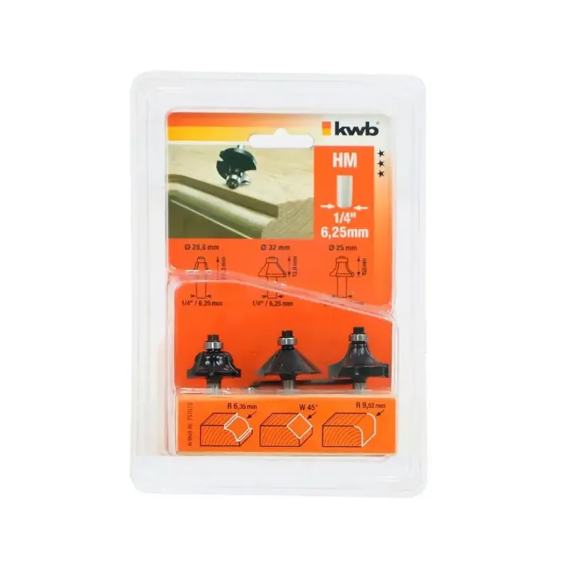 Set De Fresas Moldura 1/4'' KWB 497570201