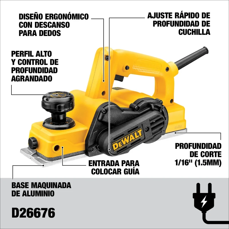 Cepillo 550w Eléctrico DEWALT D26676-B22