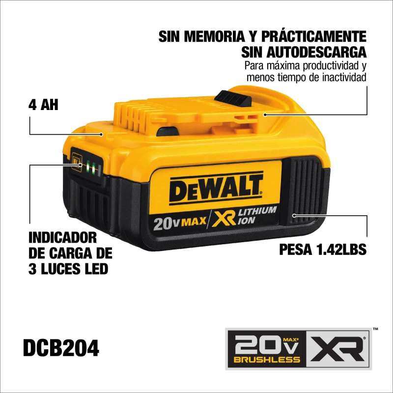 Kit Rotomartillo Sds Plus Batería De 4ah Y Cargador Inalámbrico 20v DEWALT DCH133M2-B22