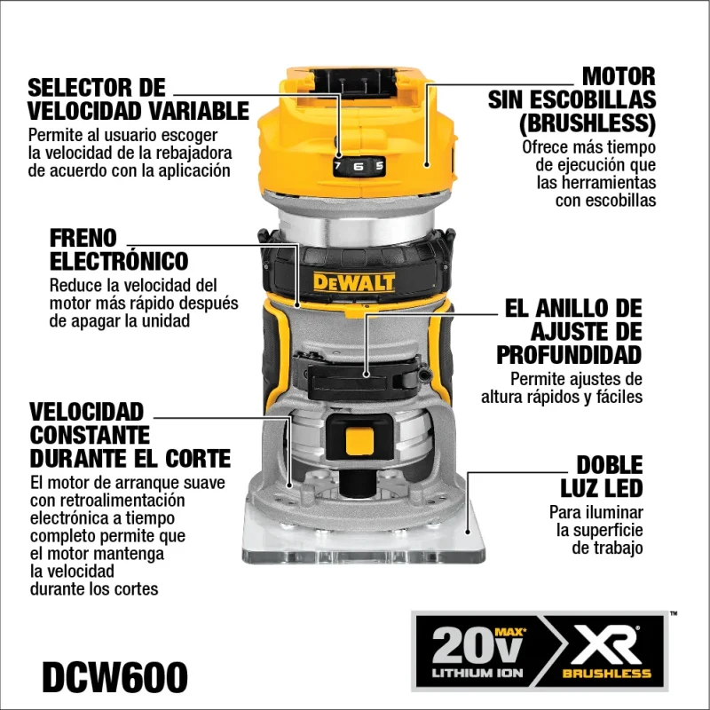 Fresadora Inalámbrica 20v Xr DEWALT DCW600B2