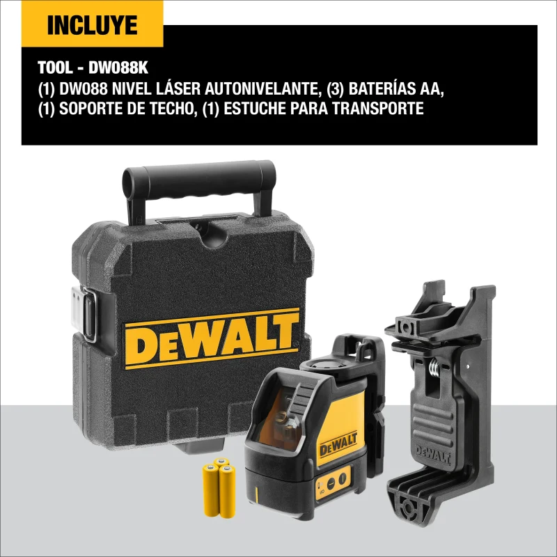 Nivel Láser Línea Cruzada 50' Luz Roja DEWALT DW088K2