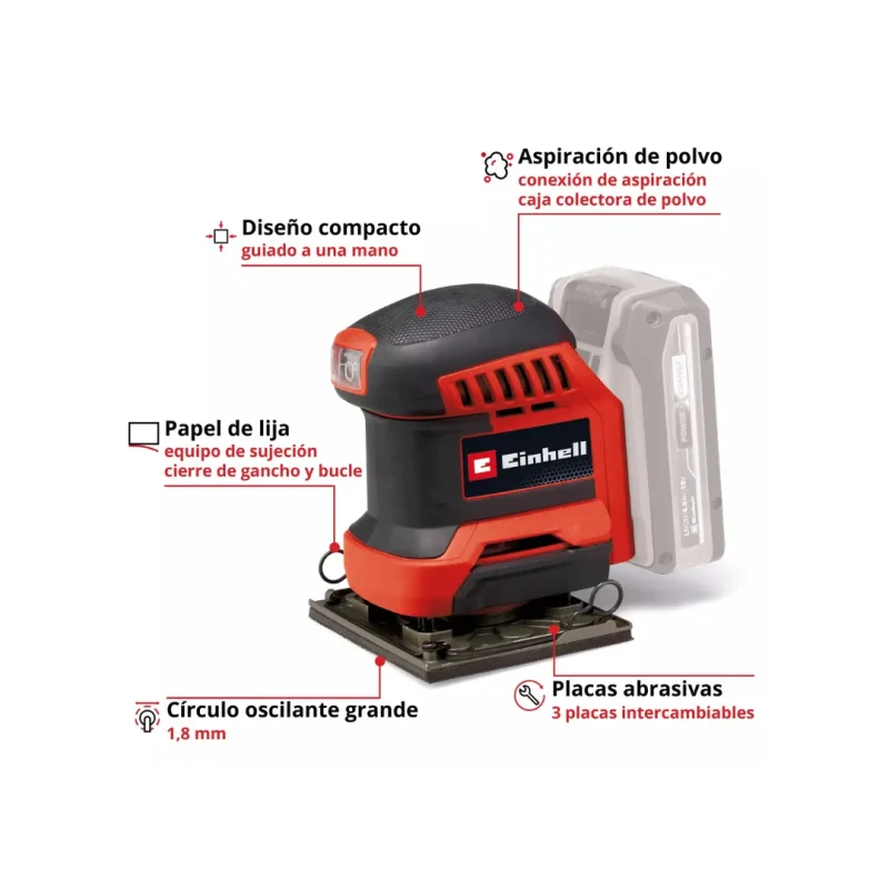 Kit De Lijadora Orbital Batería Y Cargador 18v EINHELL 4460730/45120422