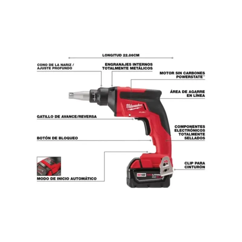 Kit Atornillador Drywall Inalámbrico M18 FUEL™ MILWAUKEE 2866-222