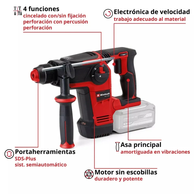 Rotomartillo Inalámbrico SDS-Plus 2,6 J Brushless 18V Power X-Change EINHELL 45142653