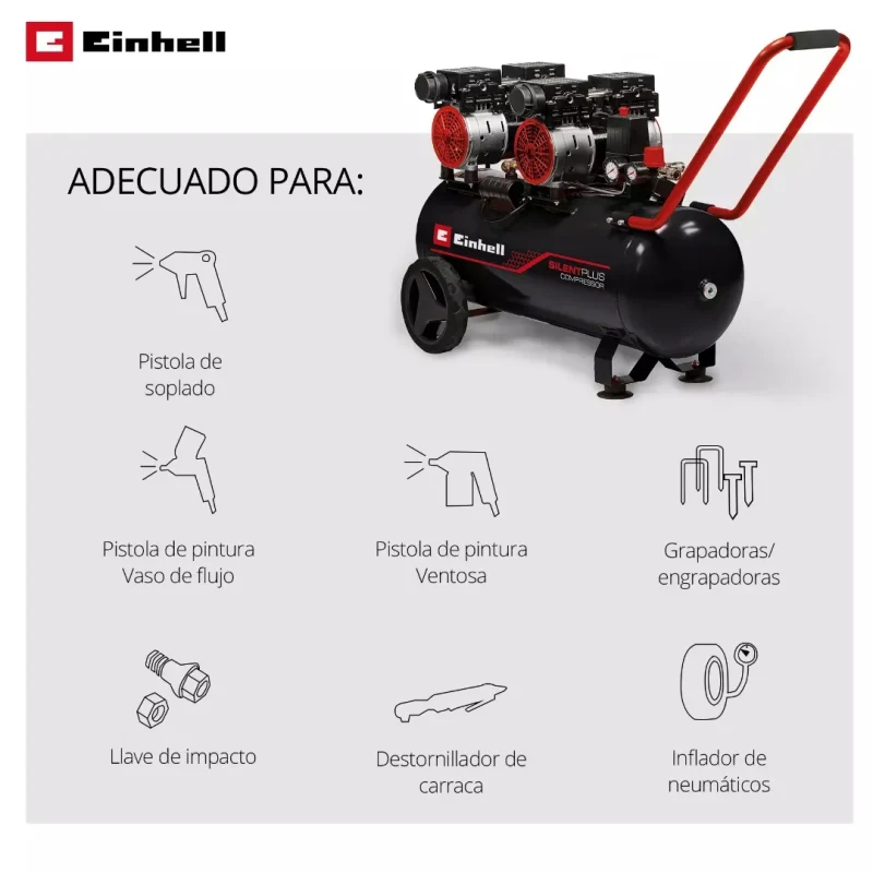 Compresor Silencioso 50 L 8 bar 1.500 W TE-AC 270/50 Silent Plus EINHELL 40206202