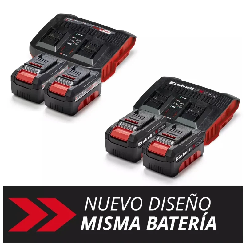 Kit Cargador Doble + 2 Baterías 18V 4,0Ah Power X-Change EINHELL 45121122