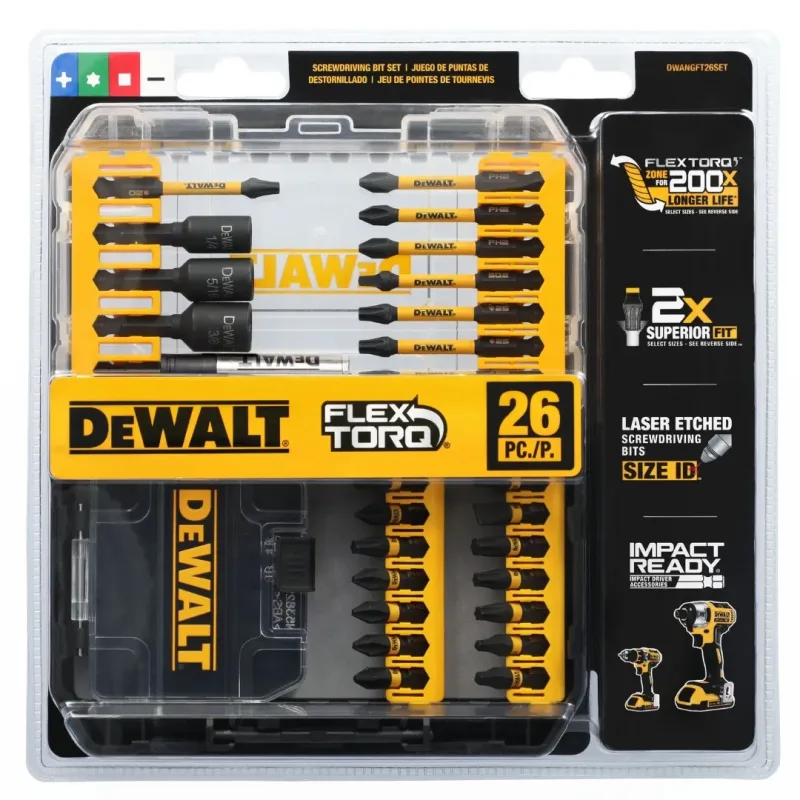 Set de Puntas de Atornillado FLEXTORQ® Impact Ready 26 Piezas DEWALT DWANGFT26SET2