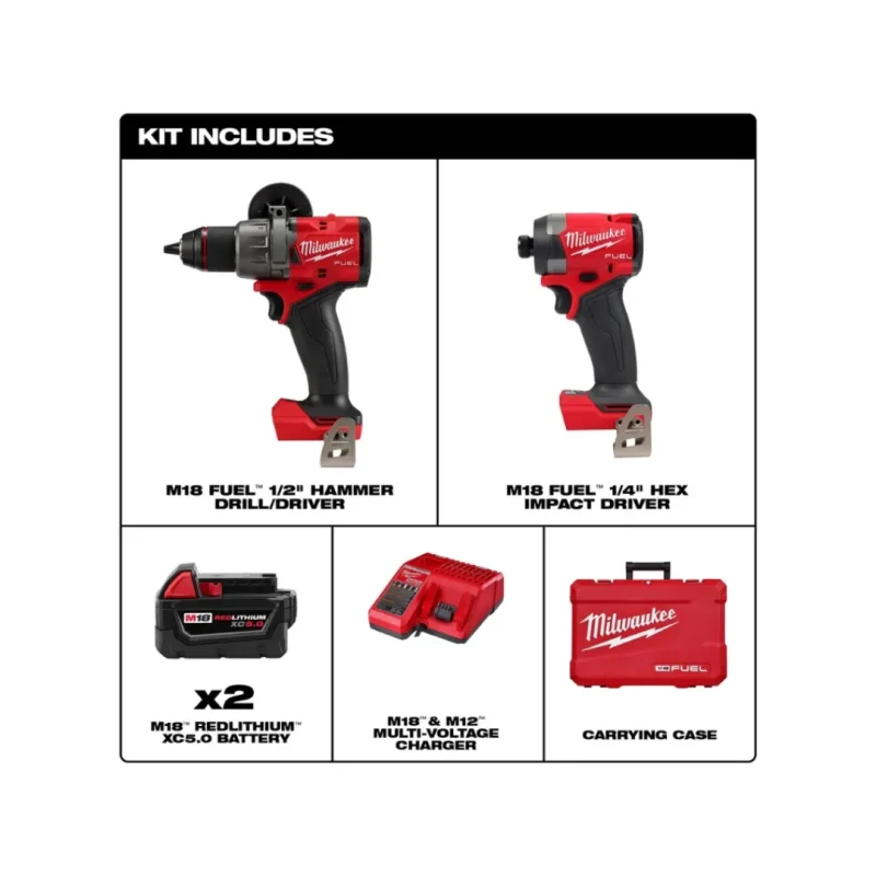 Kit Taladro y Atornillador de Impacto Inalámbrico 18V M18 FUEL MILWAUKEE 3697-2591
