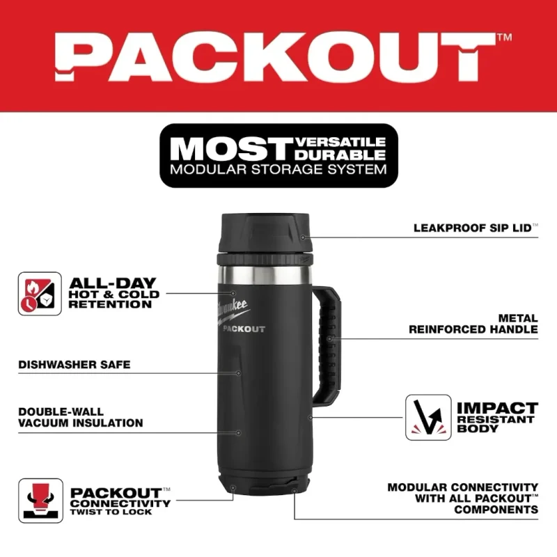 Mug Térmico Aislado 18 oz con Tapa Sip PACKOUT MILWAUKEE 48-22-8394B3