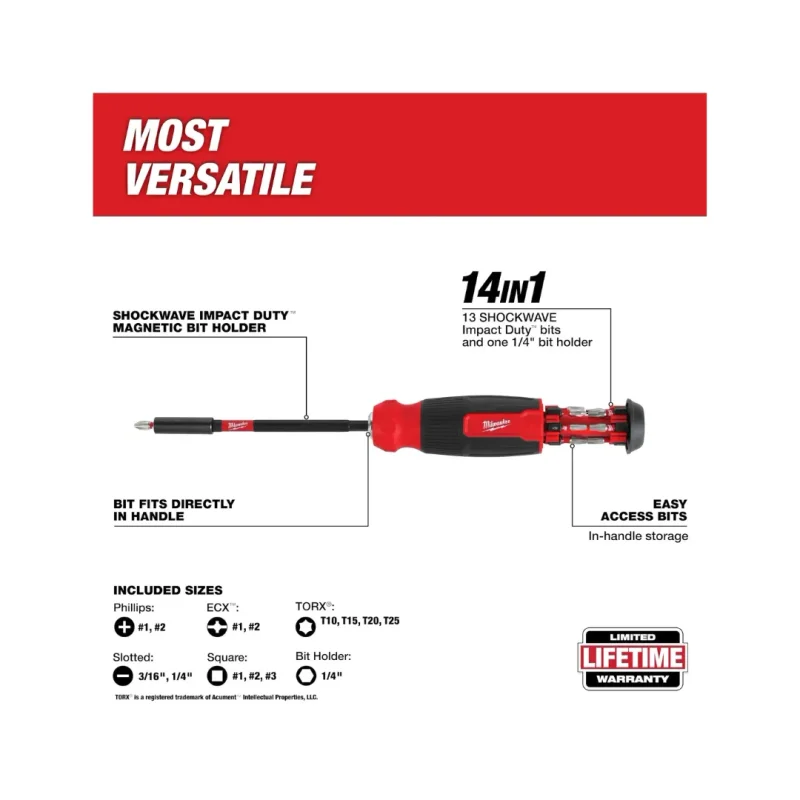 Destornillador 14 en 1 SHOCKWAVE Impact Duty™ MILWAUKEE 48-22-29153