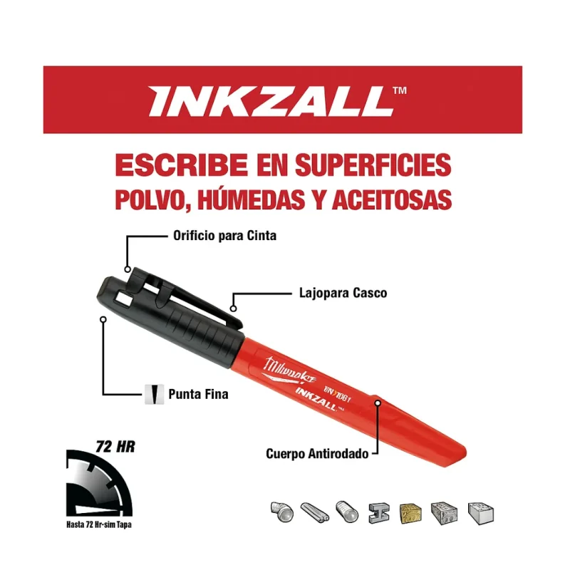 Marcador Punta Fina Negro MILWAUKEE 48-22-31003
