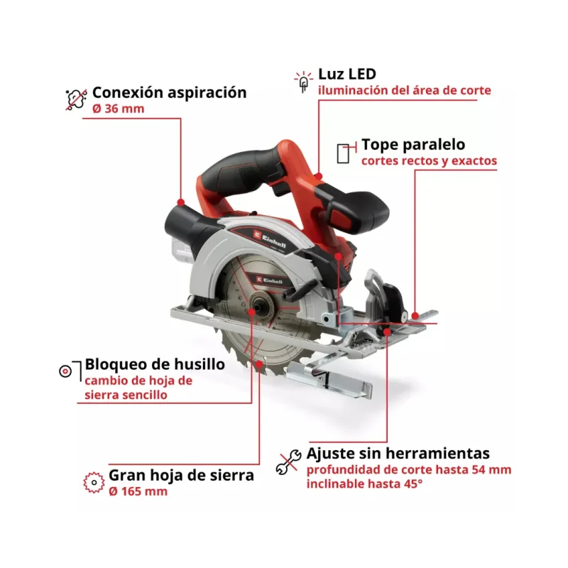 Sierra Circular Inalámbrica 18v EINHELL Te-cs 18/165-1 LI-SOLO3