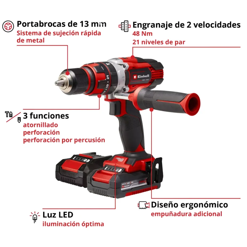 Kit Taladro Percutor Inalámbrico 18v Power X-change EINHELL 45139353