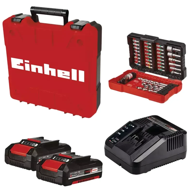 Kit De Taladro Atornillador Y Percutor De 13 mm Inalámbrico 18v EINHELL Tp-cd 1860 Li-i Bl +39 2X2.03