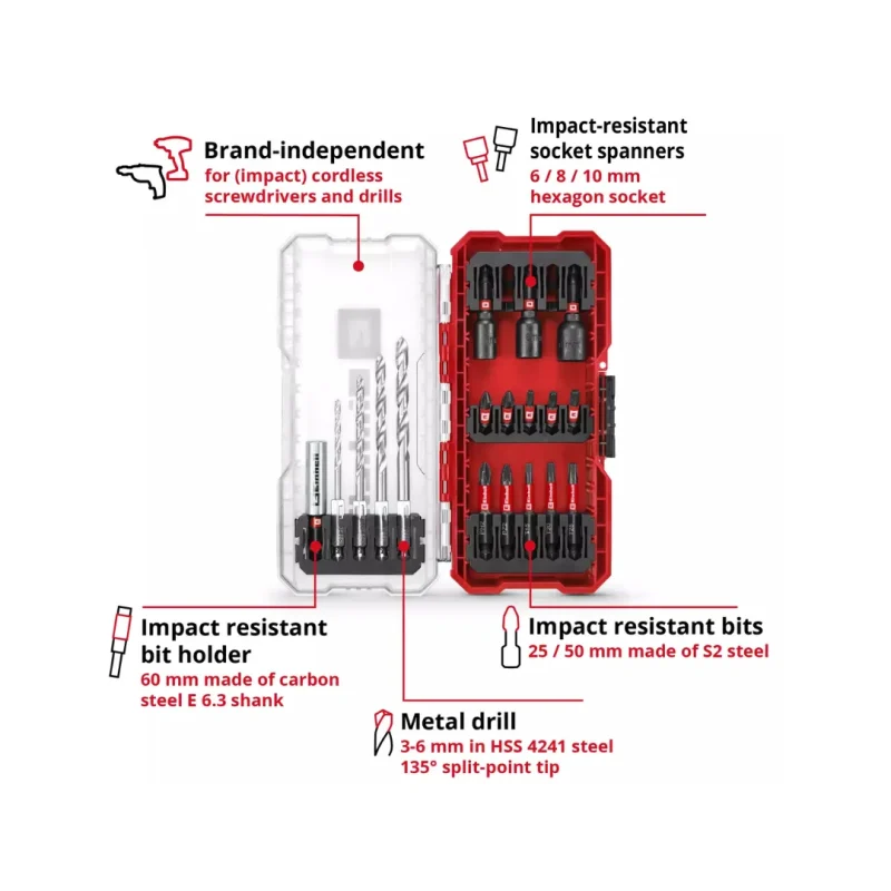 Kit de Puntas y Brocas de 18 Piezas S-CASE Einhell 491087093