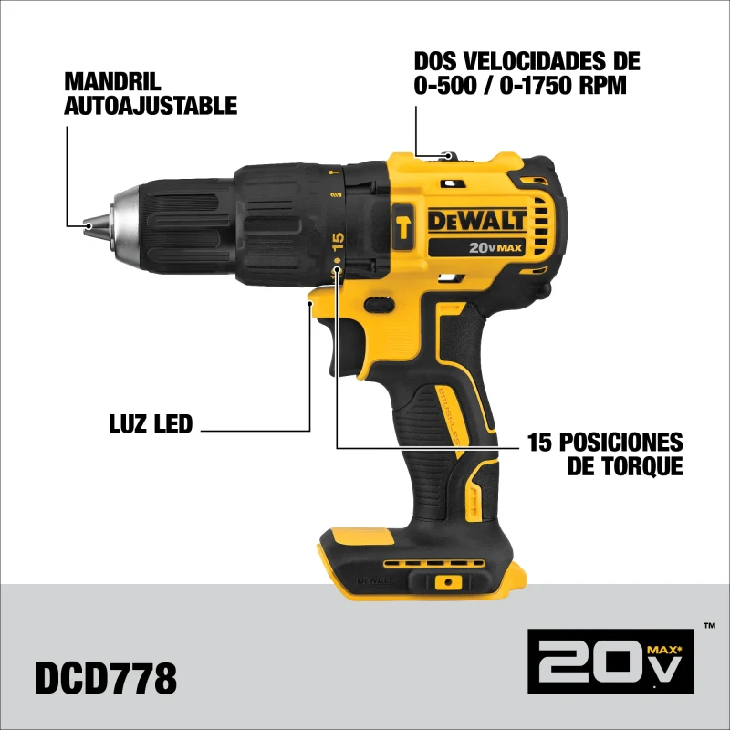 Kit Taladro + Atornillador De Impacto Inalámbrico 20v DEWALT DCK223D2-B23