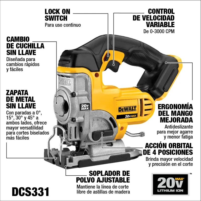 Sierra Caladora Inalámbrica 20v DEWALT DCS331B3