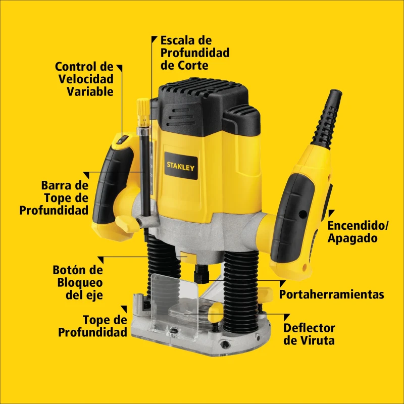 Fresadora 1200w Eléctrica 220v STANLEY SRR1200-B2C3