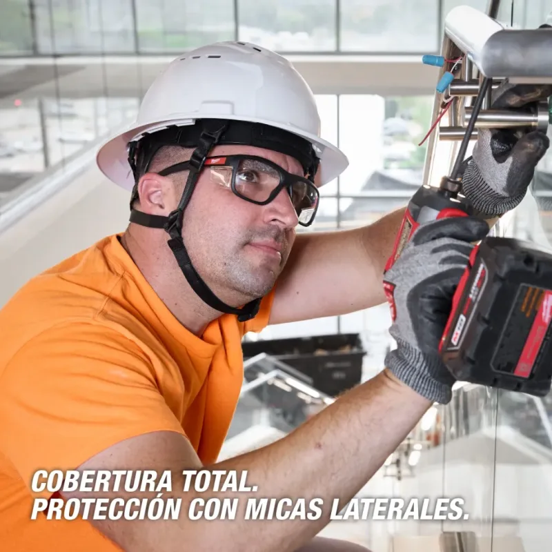 Lentes de Seguridad Marco Completo con Protectores Laterales Desmontables Lente Claro Antirrayado MILWAUKEE 48-73-25153