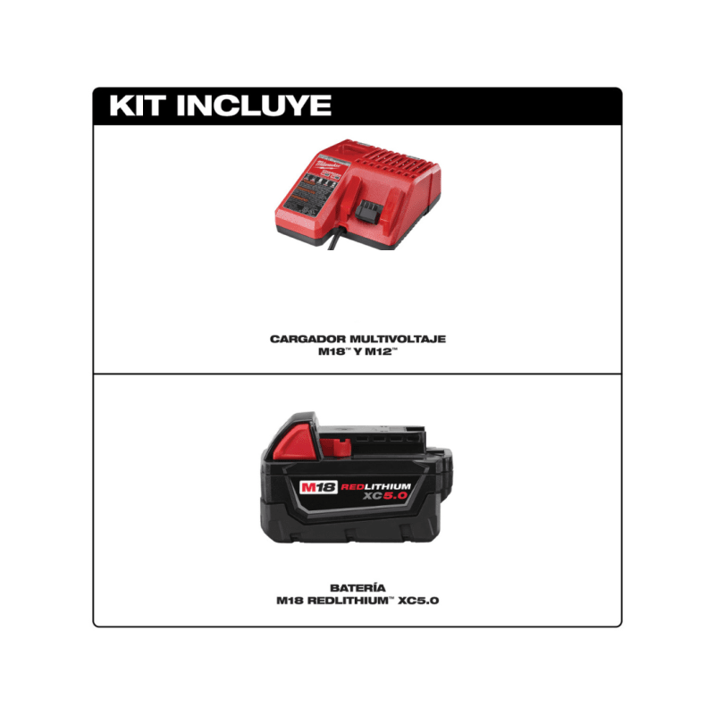Kit Cargador M12/M18 + Batería M18 REDLITHIUM XC5.0 MILWAUKEE 48-59-18502