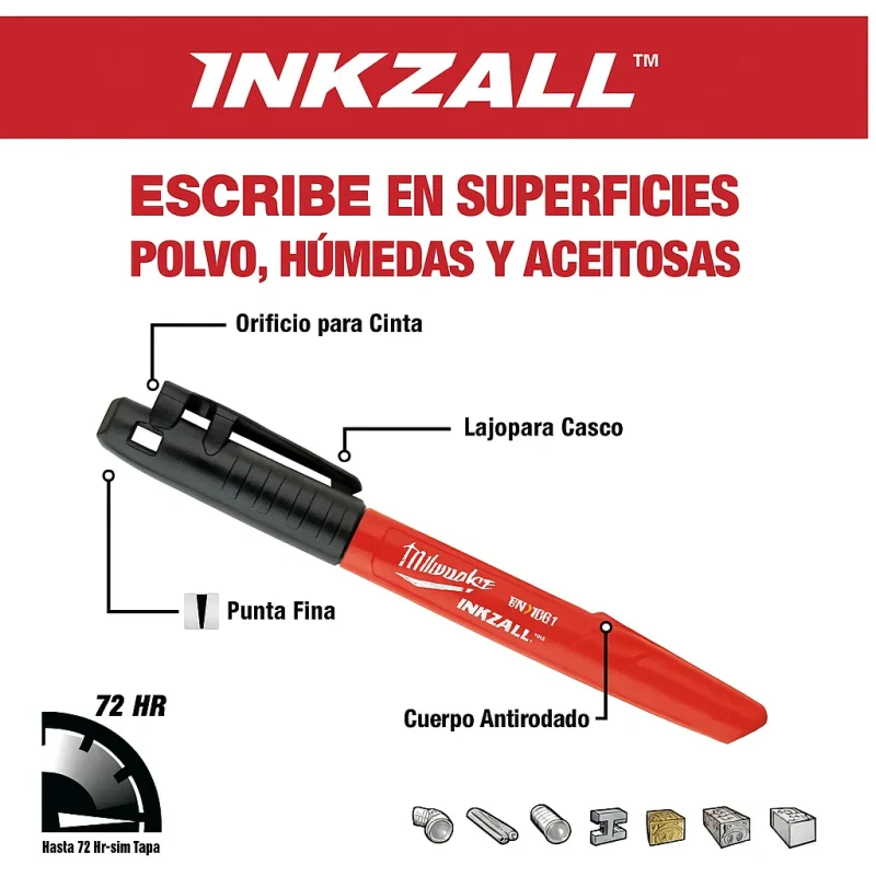 Marcadores Punta Fina 4 Piezas MILWAUKEE 48-22-31064