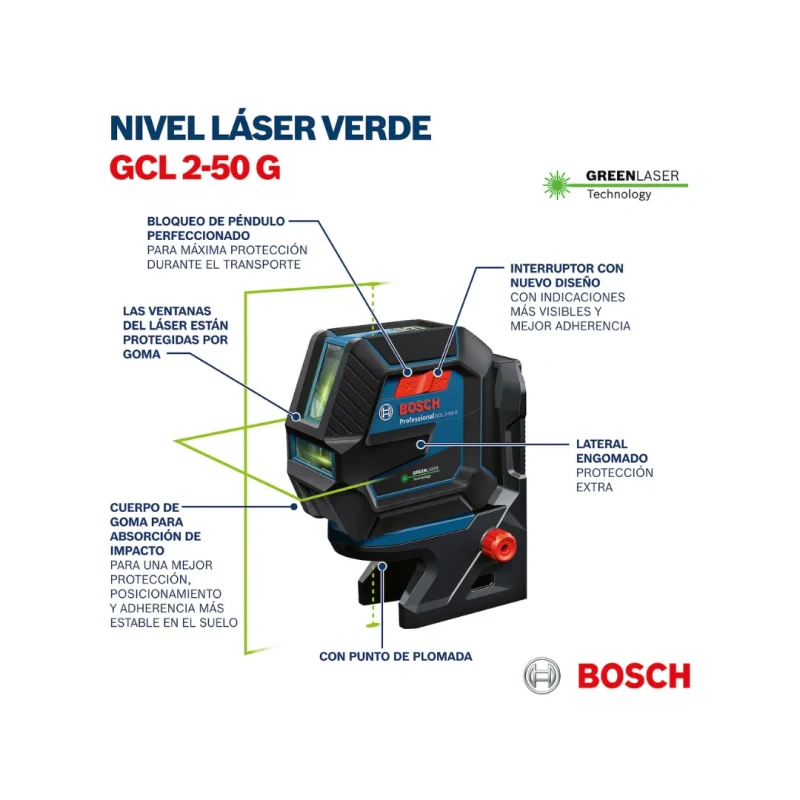 Nivel Láser Verde De Líneas Cruzadas 15m BOSCH 0601066M010004