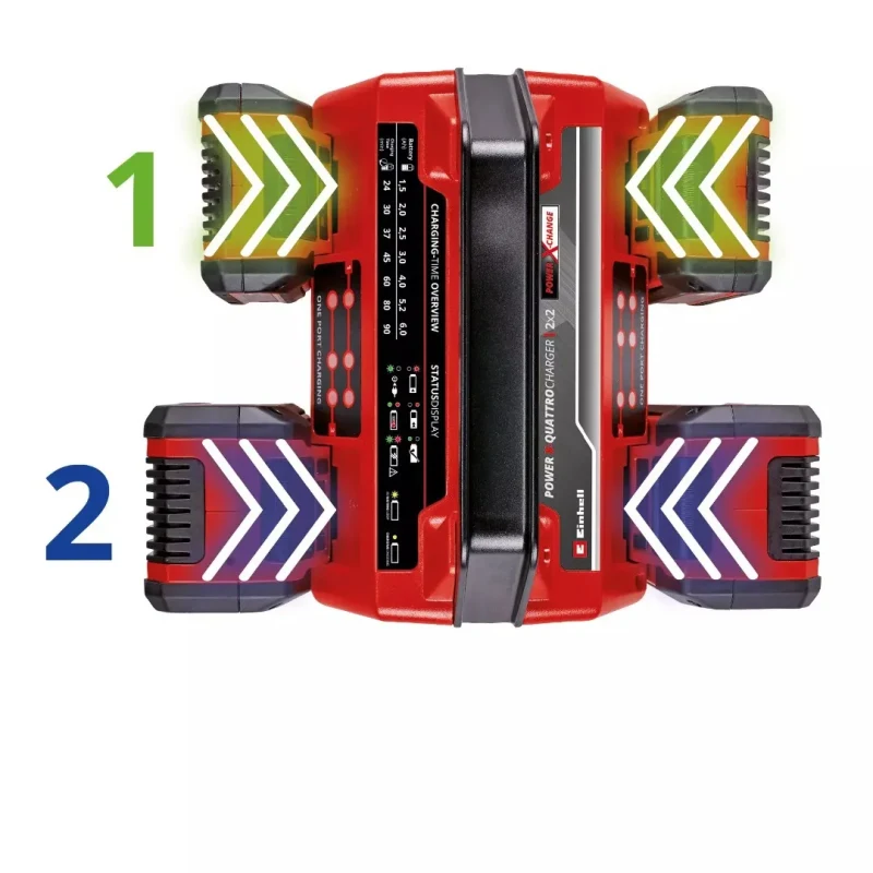Cargador 2×2 4 Ranuras 4A Power X-Quattrocharger 18V Power X-Change EINHELL 45121024