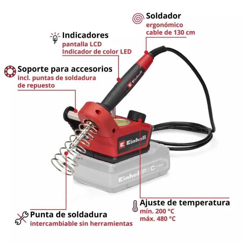 Soldador Inalámbrico 200–480 °C Power X-Change EINHELL 45204004