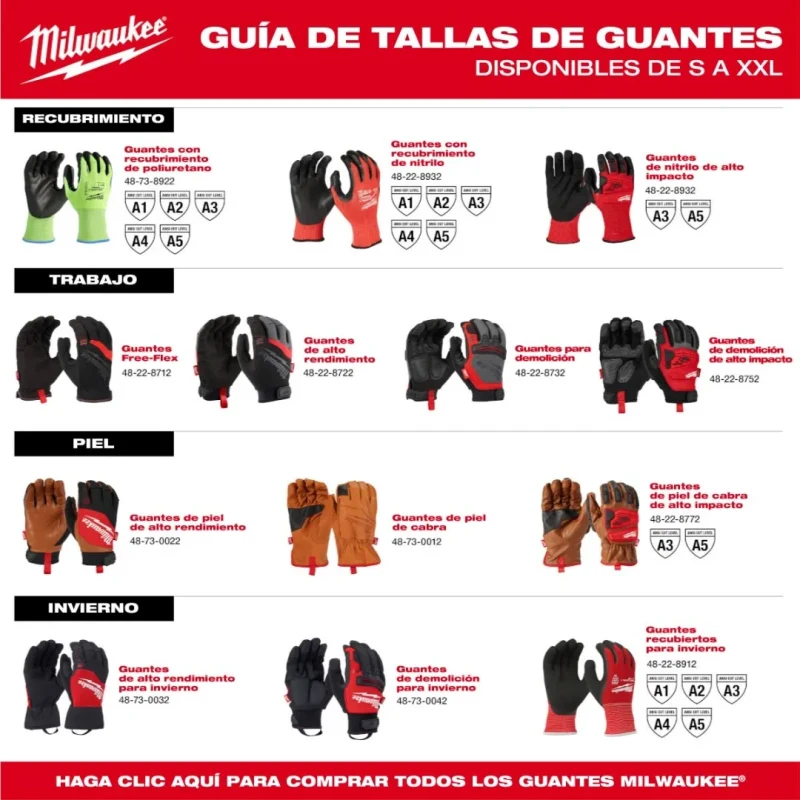 Guantes Anticorte Nivel 1 con Recubrimiento de Nitrilo Talla L SMARTSWIPE MILWAUKEE 48-22-8902B4