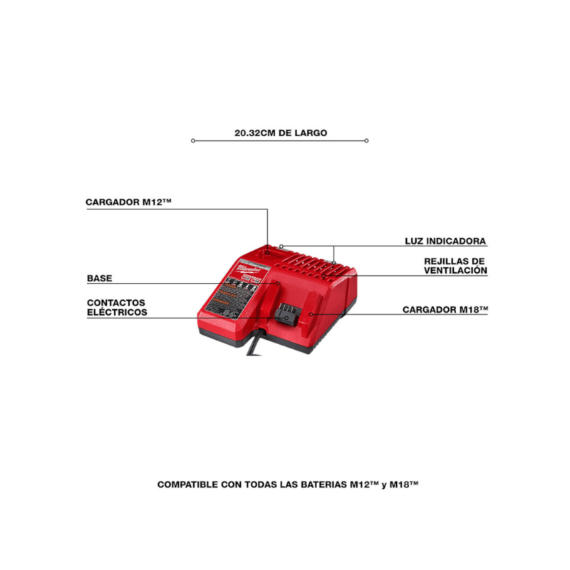 Kit Cargador M12/M18 + Batería M18 REDLITHIUM XC5.0 MILWAUKEE 48-59-18503
