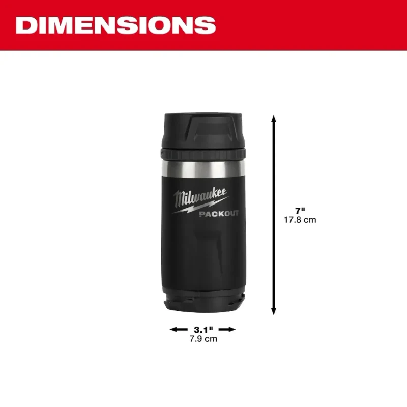 Botella Térmica Aislada 12 oz con Tapa Sip PACKOUT MILWAUKEE 48-22-8391B5
